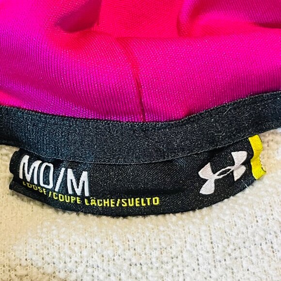 Under Armour Girls Hoodie M Medium Loose Fit Pink Logo Heathered Gray - Picture 3 of 8